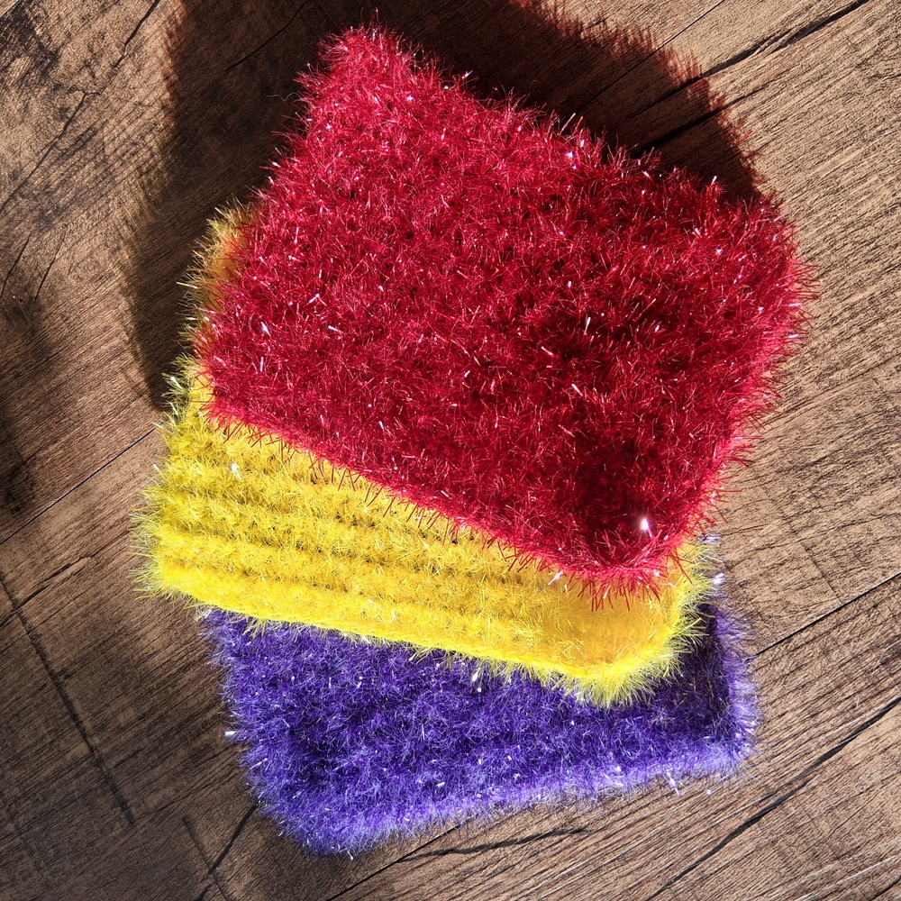 Vibrant Kitchen Scrubber Set - Red, Yellow, Purple